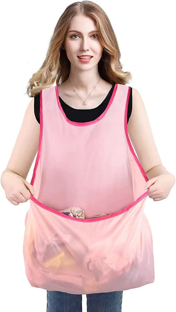 Waterproof Apron Bib Laundry Large Pocket Clothes Drying Storage