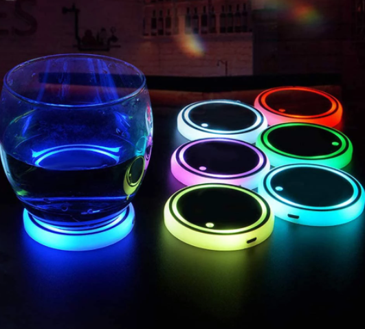 Car LED Cup Holder Light Mats Car Coasters