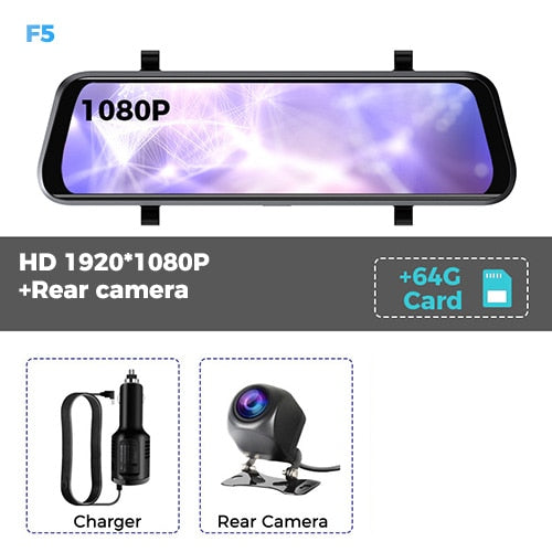 UltimaVue 10 Inch Car DVR Rear View Mirror Recorder