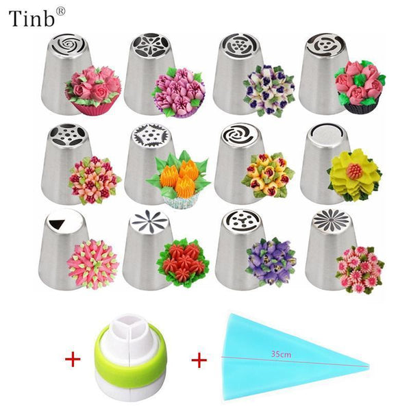 Russian Tulip Icing Piping Nozzles - 14pcs Set