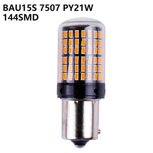 Error-Free LED Turn Signal Lamp BAU15S Canbus 144SMD Amber Blinker