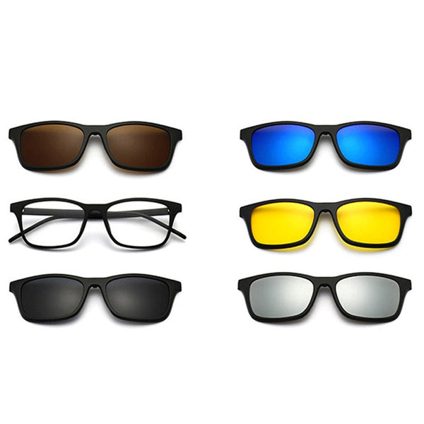 love609---6 In 1 Custom Men Polarized Optical Magnetic Sunglasses