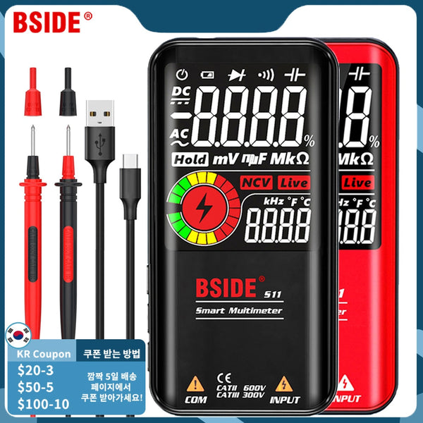 BSIDE Digital Multimeter 9999 T-RMS 3.5" LCD Color Display