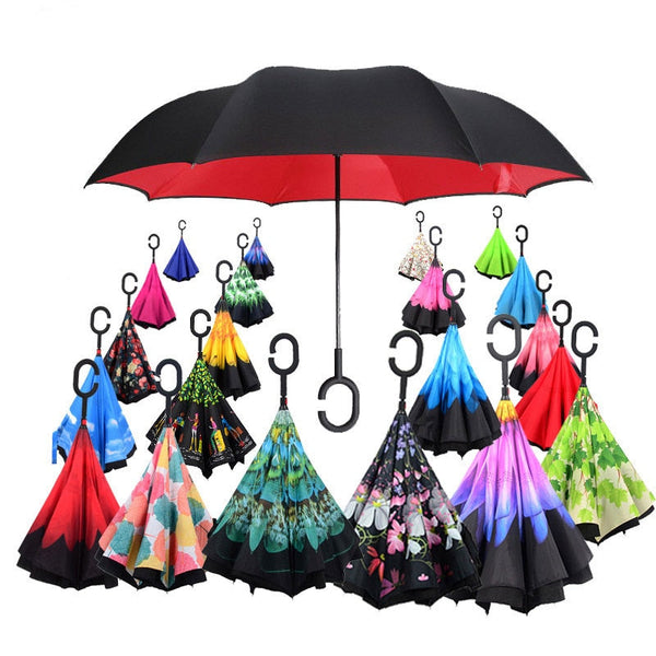 Reverse Folding Umbrella Double Layer Long Shank