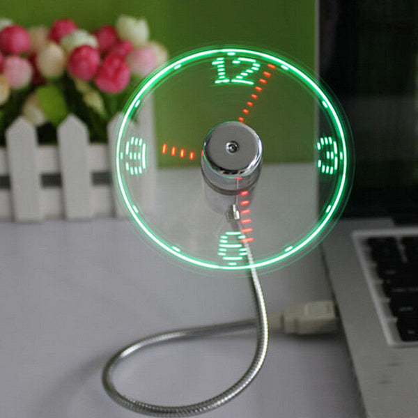 USB Mini Flexible Time LED Clock Fan With LED Light with Flexible Usb Clock