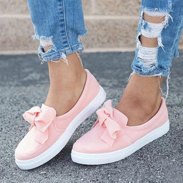 Women Nubuck Loafers Casual Bowknot Shoes