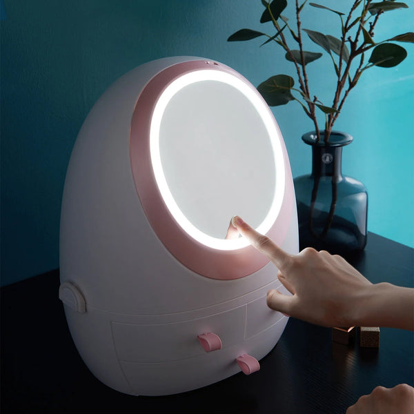 LED Mirror Cosmetic Organizer Box