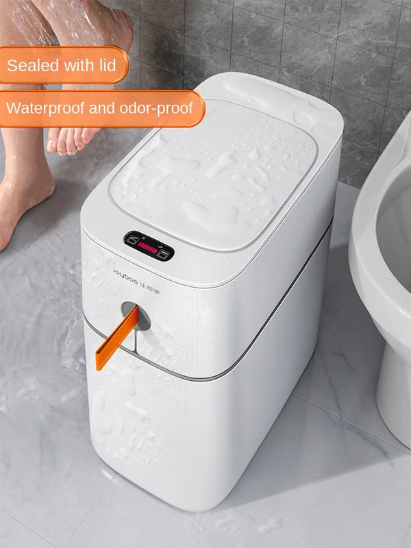 Smart Induction Trash Can with Toilet Paper Storage