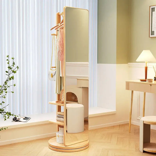 Rotating Dressing Mirror with Integrated Hanger