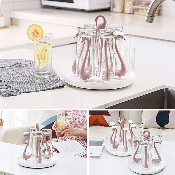 Swan Rotating Mug Glass Cup Drying Rack