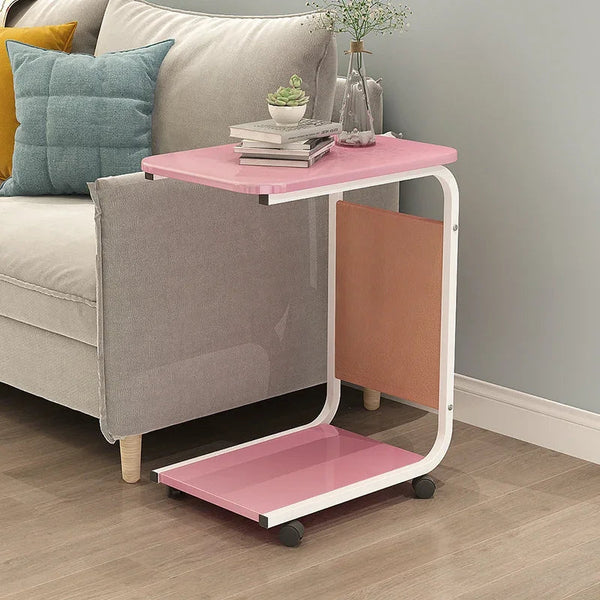 Sleek Metal Side Table with Wheels