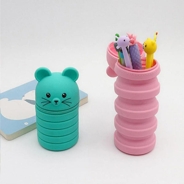 Pink Silicone Telescopic Pencil Case