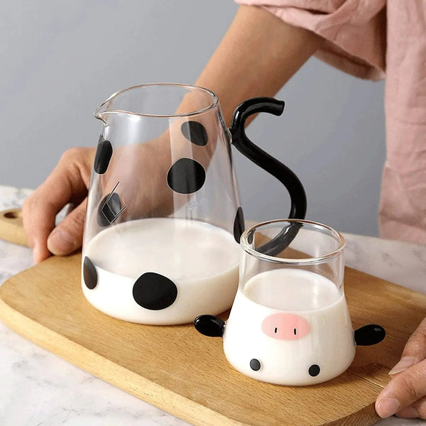 Cow Glass Pitcher Set