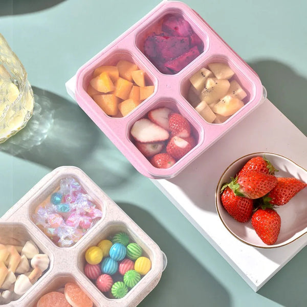 Eco-Friendly 4-Compartment Snack Containers