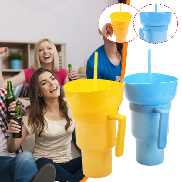 Color Changing Snack Cup with Built-in Straw - 1000ml