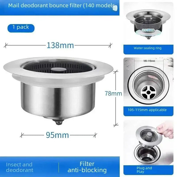 Stainless Steel Sink Drain Basket Strainer