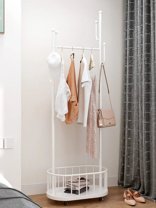 Wheeled Floor Clothes Rack with Cactus Hanger