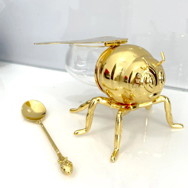 Elegant Bee Shaped Honey Pot with Spoon