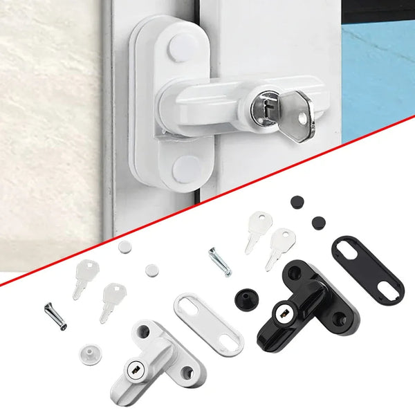 Aluminum Alloy Sash Lock with Key - Window Security Jammer for UPVC Doors