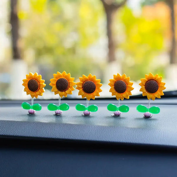 5-Piece Sunflower Car Ornament Set