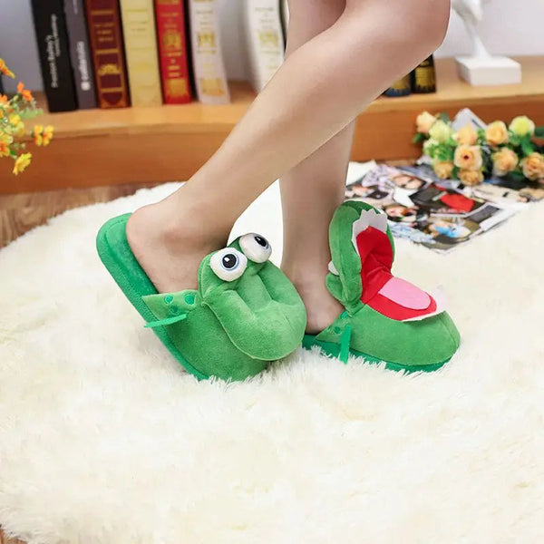 Funny Crocodile Plush Slippers with Moving Mouth