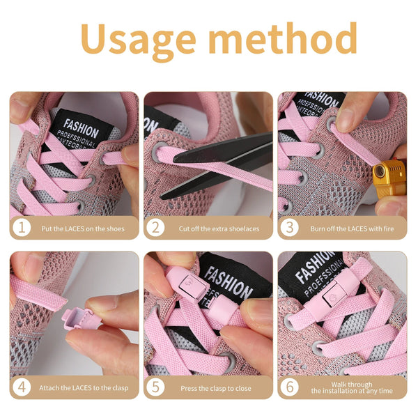 No-Tie Elastic Shoelaces with Press Lock - 8MM Flat Laces