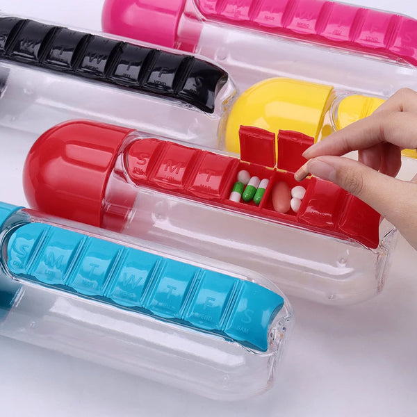 Sports Water Bottle with Pill Organizer